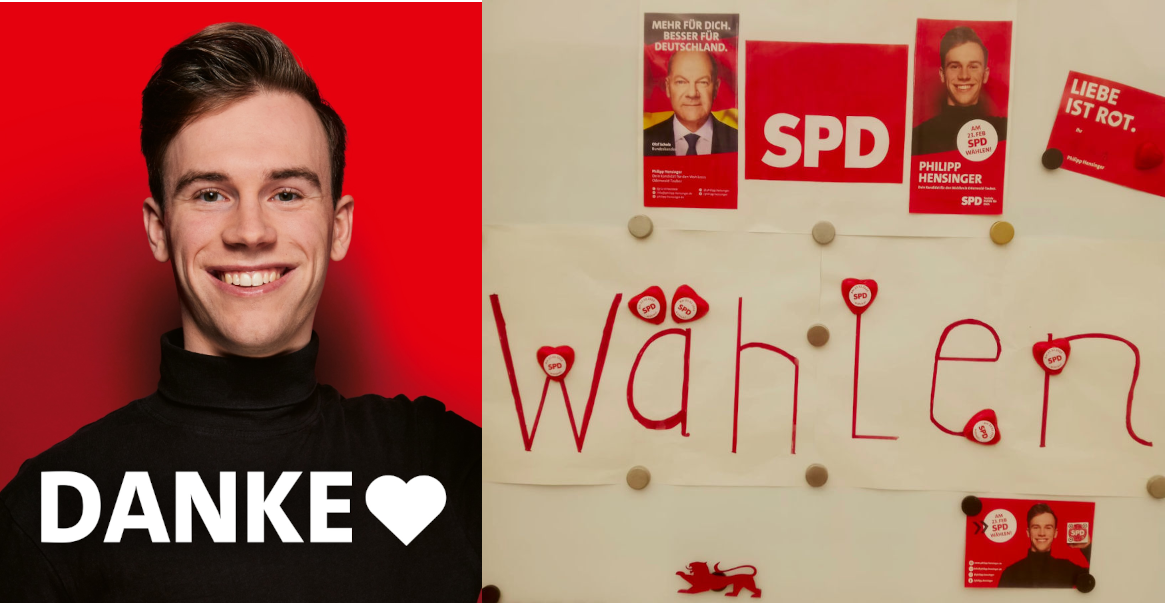 SPD-Schaukasten zur Bundestagswahl - Danke